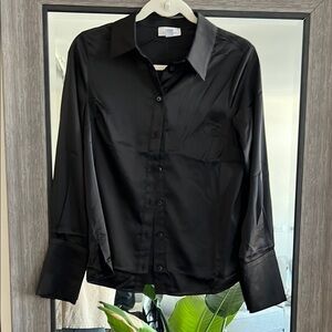Topshop Black Dress Shirt Classic Long Sleeve